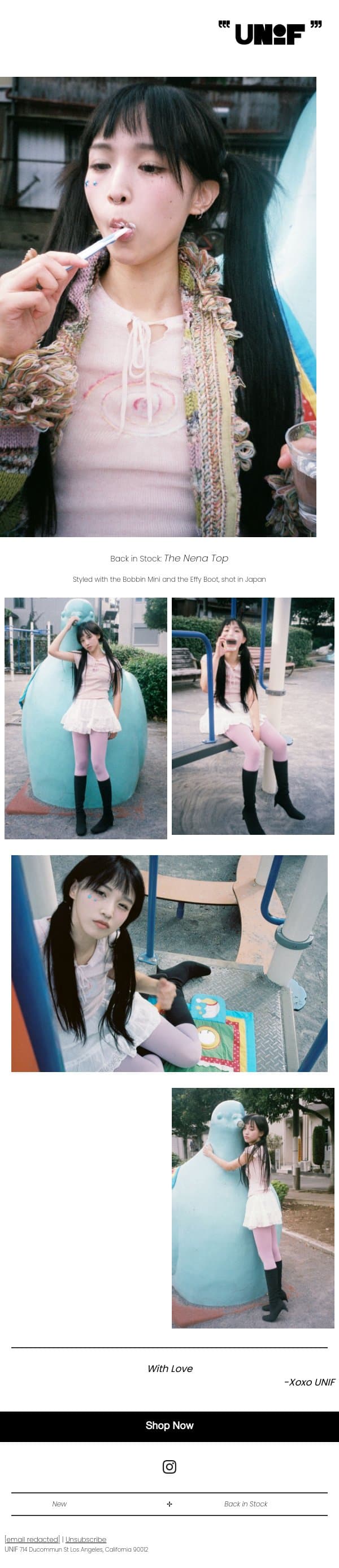 The Nena Top ❉ email from UNIF screenshot