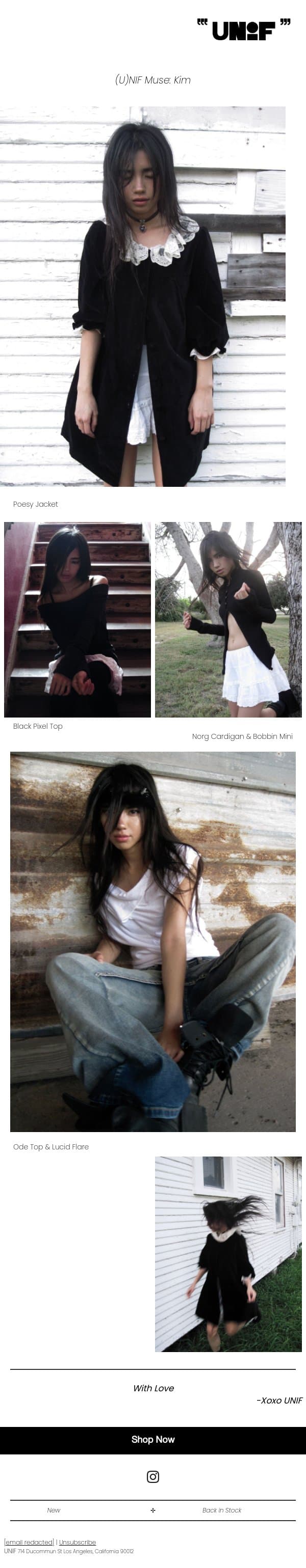 UNIF Muse: Kim email from UNIF screenshot