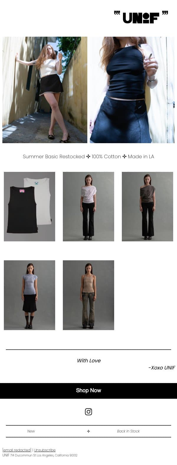 Made in LA Restocks ✣ email from UNIF screenshot