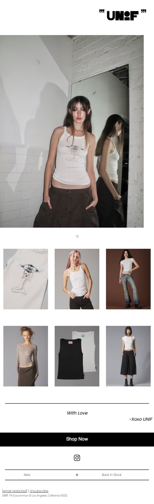 Final Summer Restock email from UNIF screenshot
