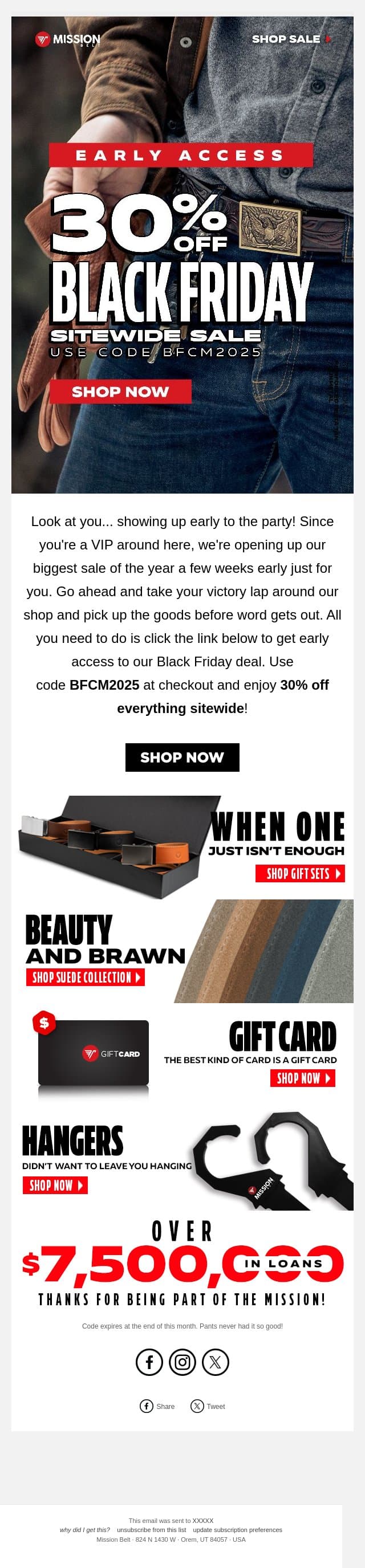 Black Friday Early Access Starts Now - 30% Off Sitewide email from Unknown screenshot