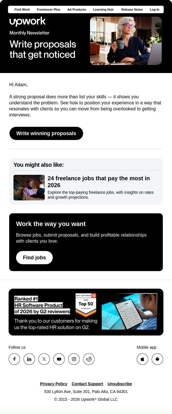 Are your proposals getting ignored? Here’s why email from Upwork screenshot