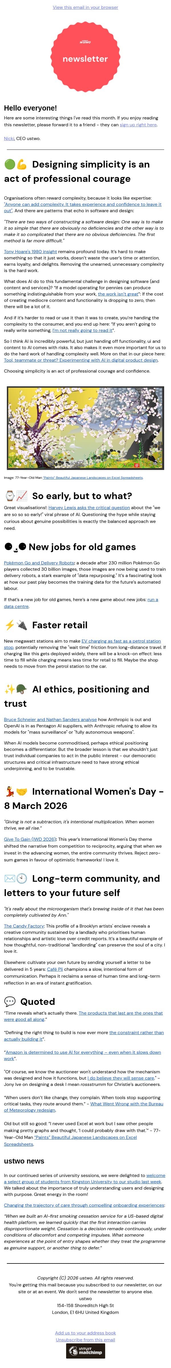 Designing simplicity is an act of professional courage email from ustwo screenshot