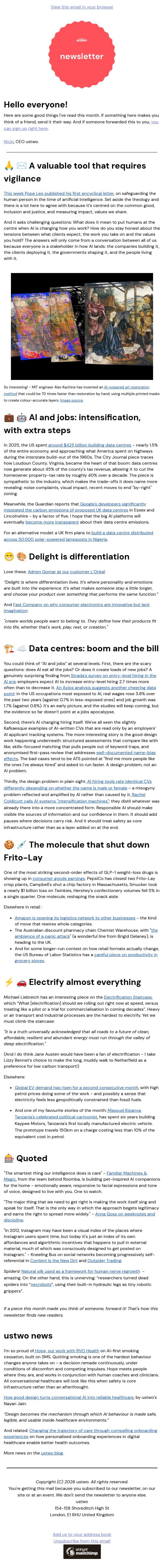 A valuable tool that requires vigilance email from ustwo screenshot
