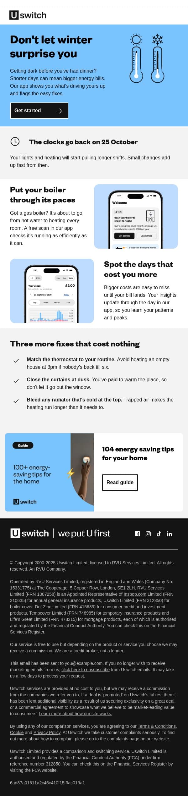 Get winter-ready in ten minutes email from Uswitch screenshot
