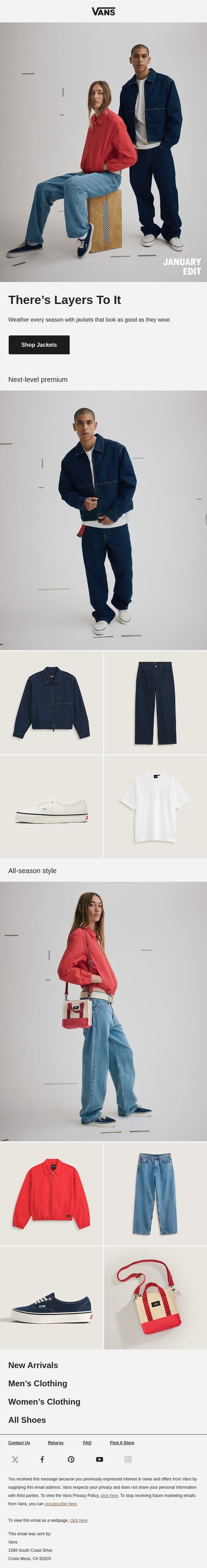 Don’t forget your jacket email from Vans screenshot