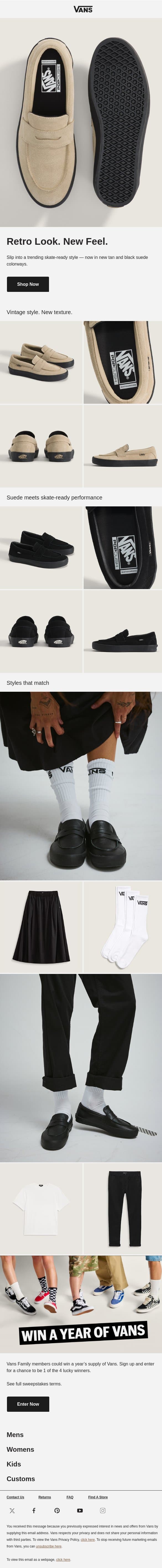 The Skate Loafer in tan suede email from Vans screenshot
