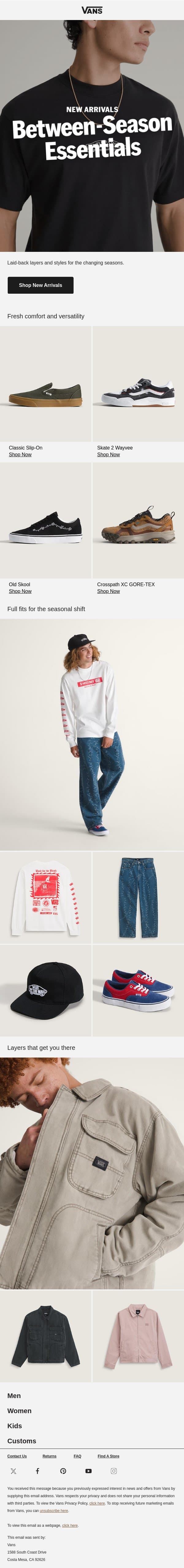 New styles for February have landed email from Vans screenshot