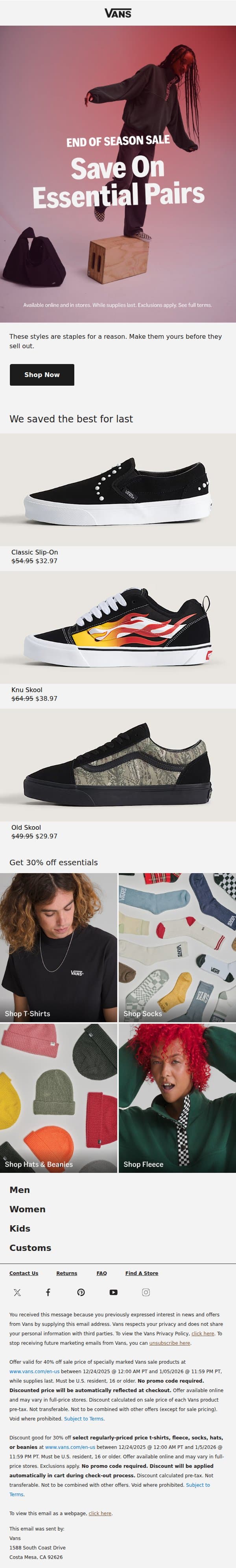 40% off your next go-to pair email from Vans screenshot