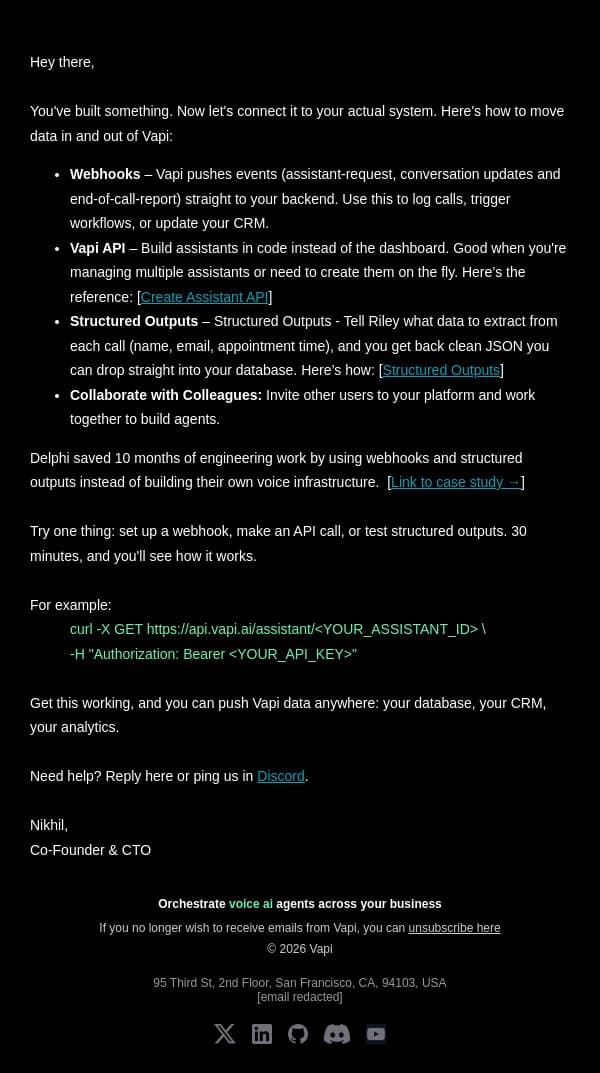 Now wire it into your system email from Vapi screenshot