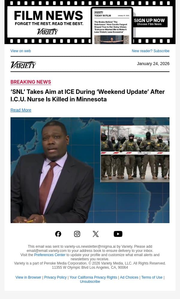 ‘SNL’ Takes Aim at ICE During ‘Weekend Update’ After I.C.U. Nurse Is Killed in Minnesota email from Variety screenshot