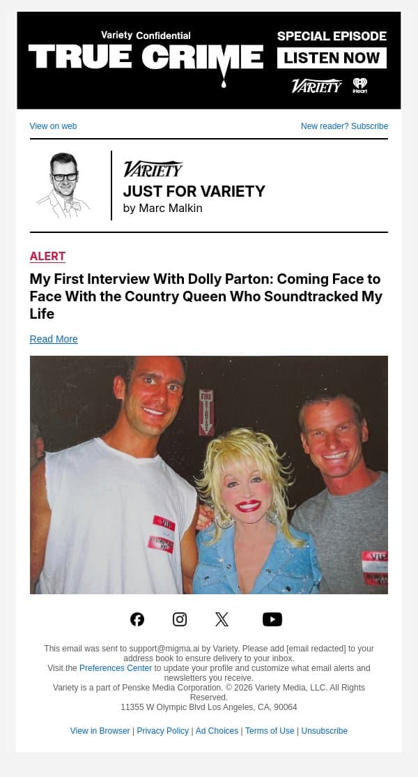 My First Interview With Dolly Parton: Coming Face to Face With the Country Queen Who Soundtracked My Life email from Variety screenshot
