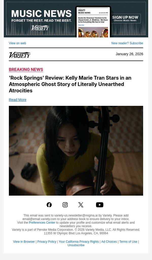 'Rock Springs' Review: Kelly Marie Tran Stars in an Atmospheric Ghost Story of Literally Unearthed Atrocities email from Variety screenshot
