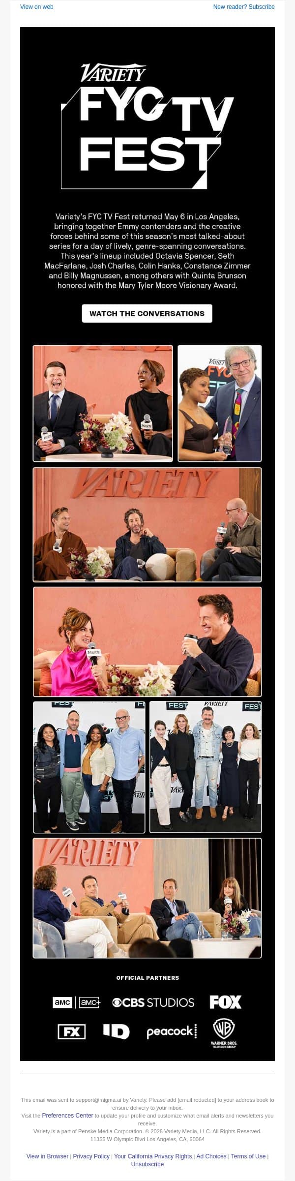 Watch the Conversations from Variety's FYC TV Fest email from Variety screenshot
