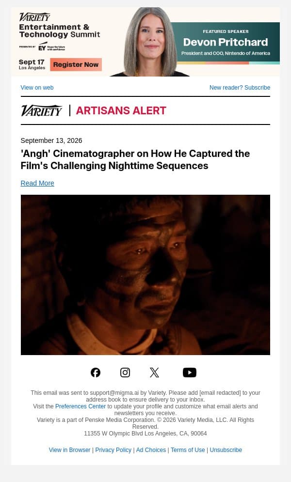 'Angh' Cinematographer on How He Captured the Film's Challenging Nighttime Sequences email from Variety screenshot