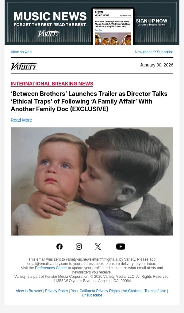 ‘Between Brothers’ Launches Trailer as Director Talks ‘Ethical Traps’ of Following ‘A Family Affair’ With Another Family Doc (EXCLUSIVE) email from Variety screenshot