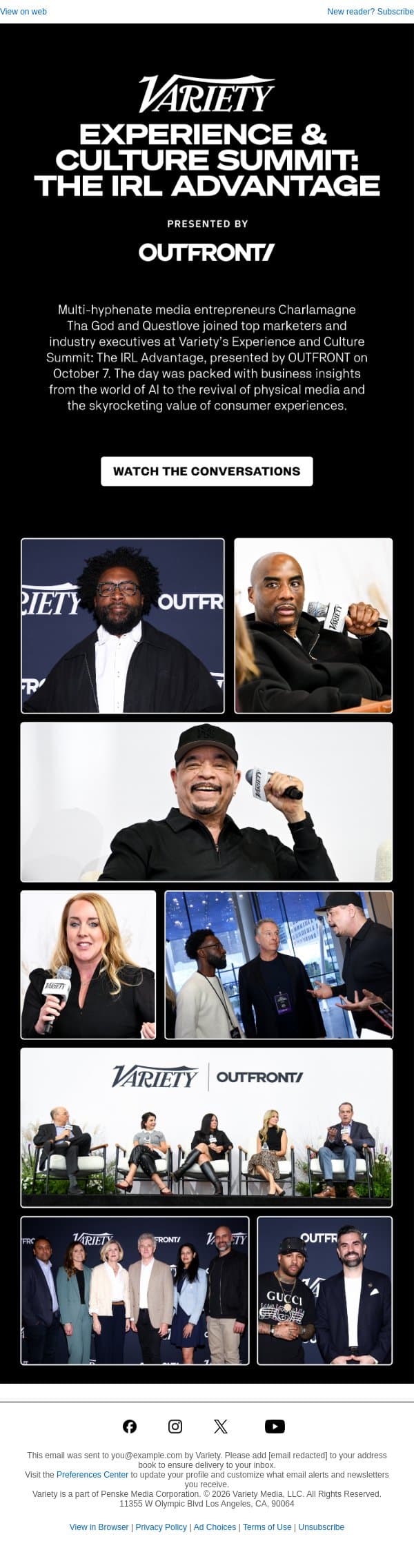 Watch the Conversations From Variety's Experience and Culture Summit: The IRL Advantage email from Variety screenshot