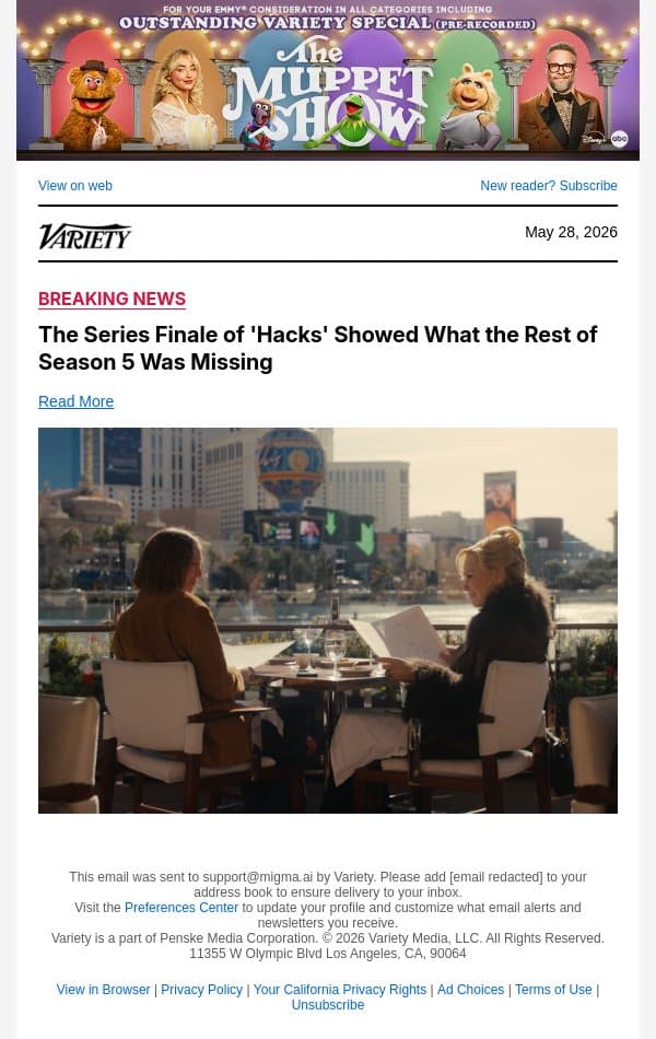 The Series Finale of 'Hacks' Showed What the Rest of Season 5 Was Missing email from Variety screenshot