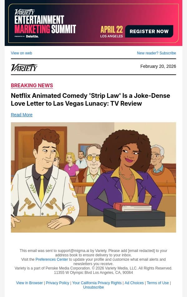 Netflix Animated Comedy 'Strip Law' Is a Joke-Dense Love Letter to Las Vegas Lunacy: TV Review email from Variety screenshot