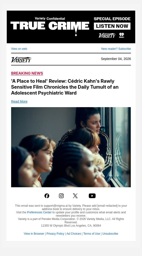 'A Place to Heal' Review: Cédric Kahn's Rawly Sensitive Film Chronicles the Daily Tumult of an Adolescent Psychiatric Ward email from Variety screenshot