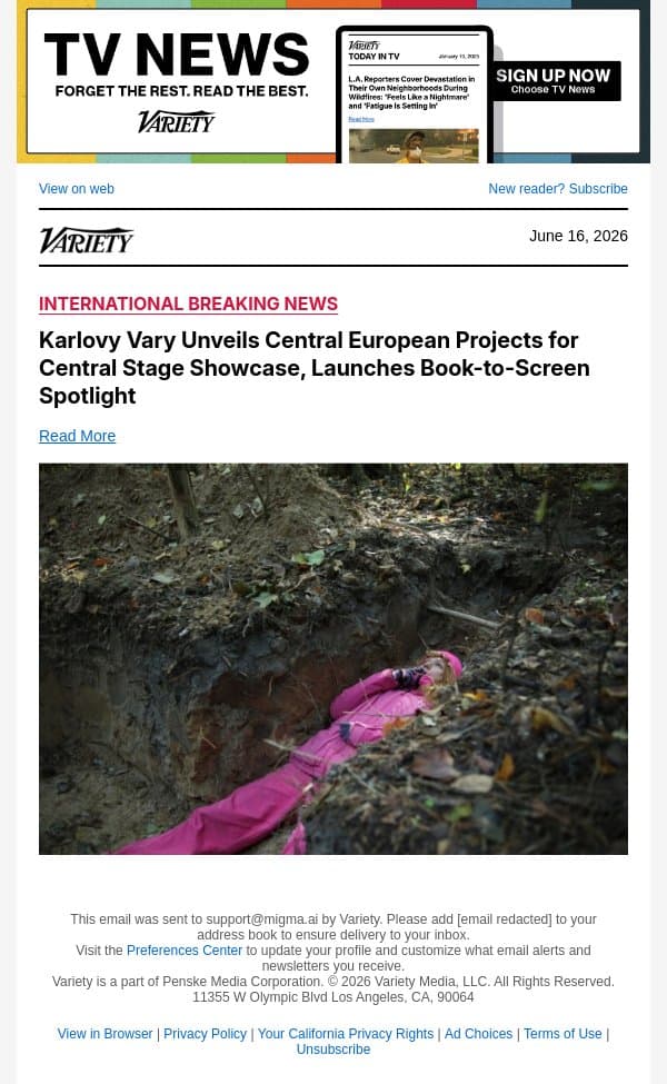 Karlovy Vary Unveils Central European Projects for Central Stage Showcase, Launches Book-to-Screen Spotlight email from Variety screenshot