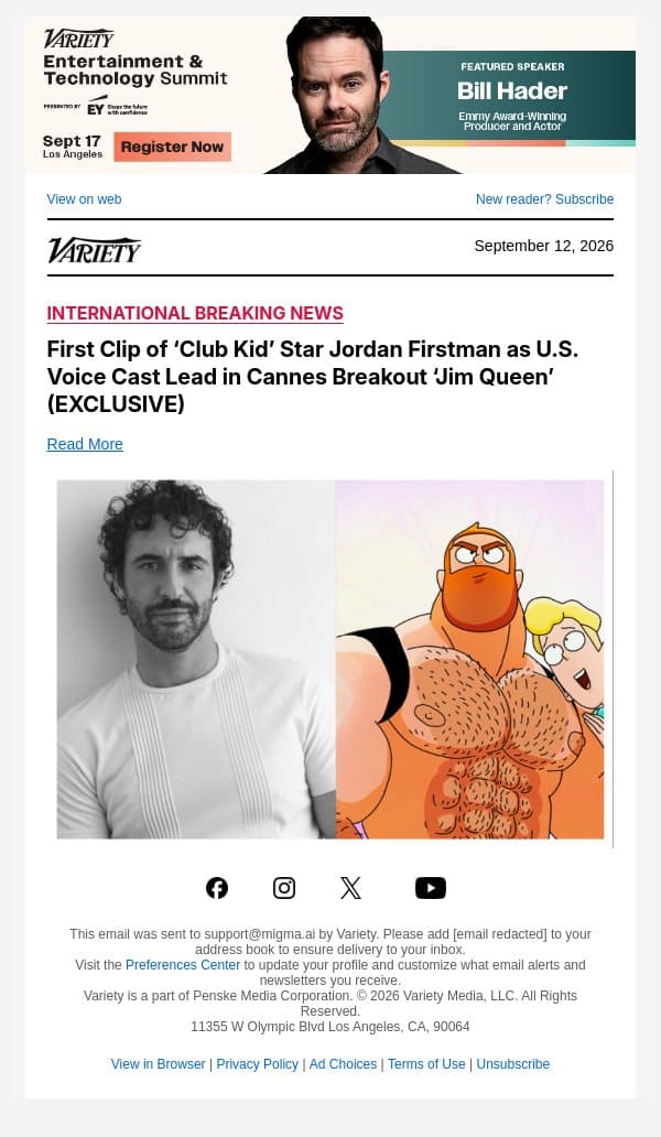 First Clip of ‘Club Kid’ Star Jordan Firstman as U.S. Voice Cast Lead in Cannes Breakout ‘Jim Queen’ (EXCLUSIVE) email from Variety screenshot