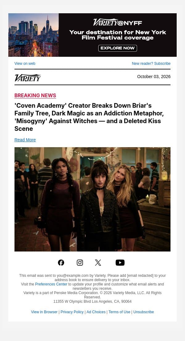 'Coven Academy' Creator Breaks Down Briar's Family Tree, Dark Magic as an Addiction Metaphor, 'Misogyny' Against Witches — and a Deleted Kiss Scene email from Variety screenshot