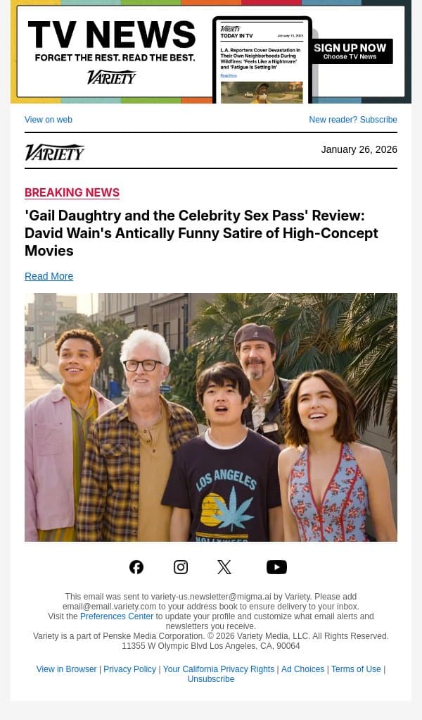 'Gail Daughtry and the Celebrity Sex Pass' Review: David Wain's Antically Funny Satire of High-Concept Movies email from Variety screenshot