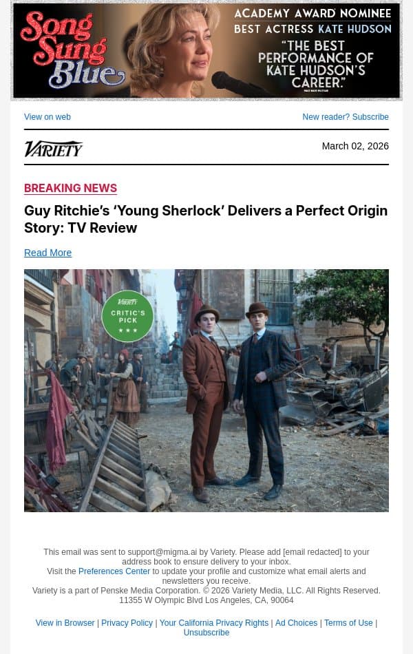 Guy Ritchie’s ‘Young Sherlock’ Delivers a Perfect Origin Story: TV Review email from Variety screenshot