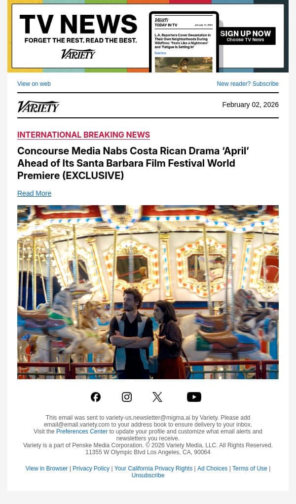 Concourse Media Nabs Costa Rican Drama ‘April’ Ahead of Its Santa Barbara Film Festival World Premiere (EXCLUSIVE) email from Variety screenshot