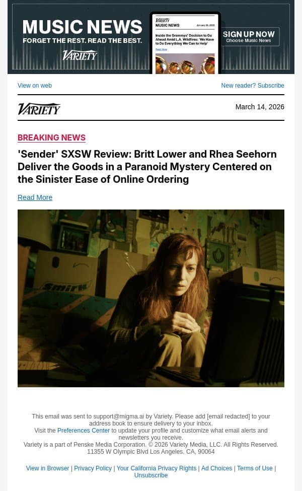 'Sender' SXSW Review: Britt Lower and Rhea Seehorn Deliver the Goods in a Paranoid Mystery Centered on the Sinister Ease of Online Ordering email from Variety screenshot