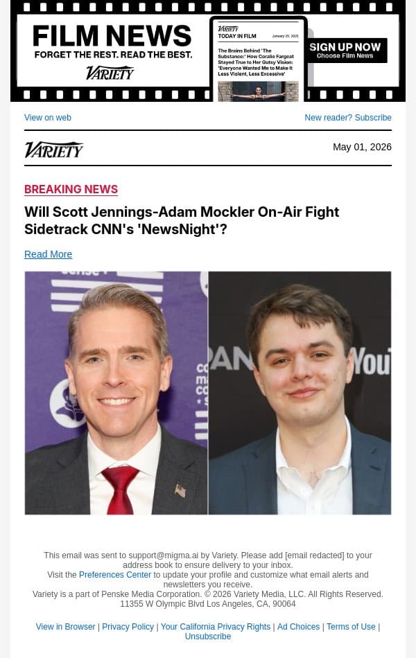 Will Scott Jennings-Adam Mockler On-Air Fight Sidetrack CNN's 'NewsNight'? email from Variety screenshot