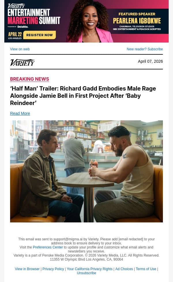 ‘Half Man’ Trailer: Richard Gadd Embodies Male Rage Alongside Jamie Bell in First Project After ‘Baby Reindeer’ email from Variety screenshot