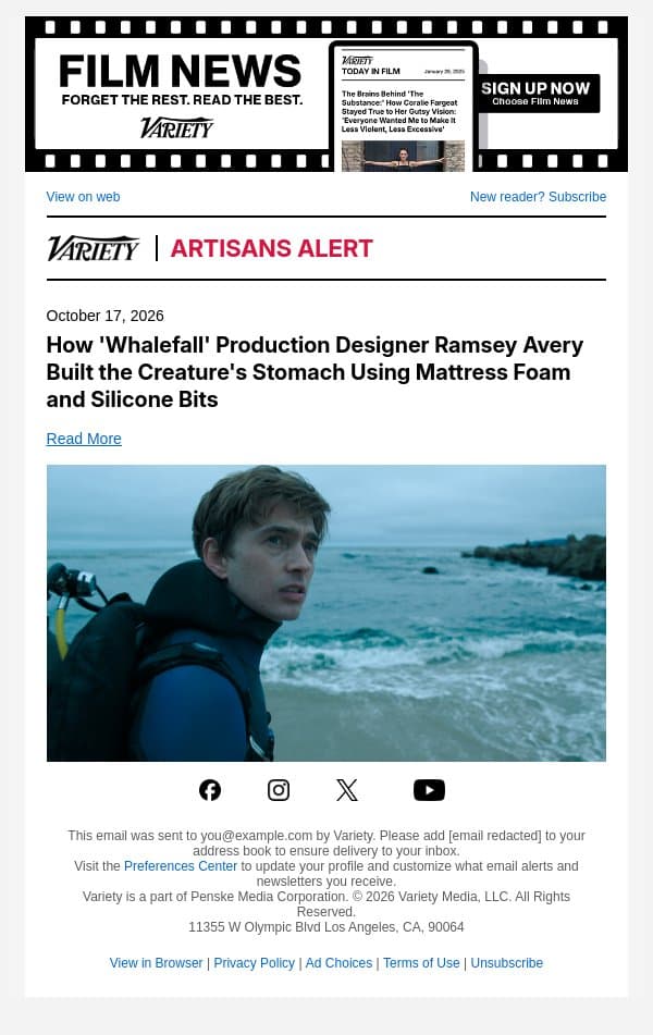 How 'Whalefall' Production Designer Ramsey Avery Built the Creature's Stomach Using Mattress Foam and Silicone Bits email from Variety screenshot