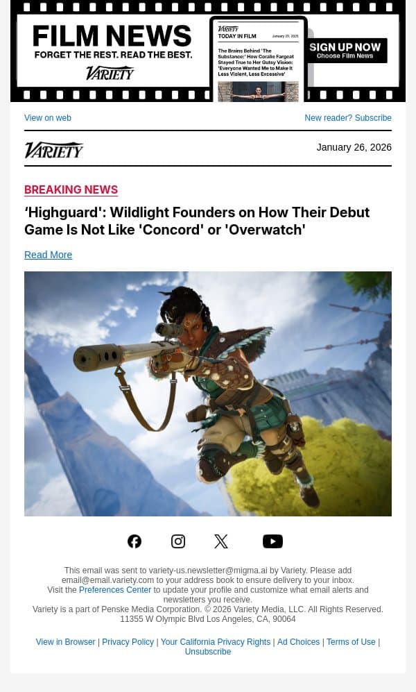 ‘Highguard': Wildlight Founders on How Their Debut Game Is Not Like 'Concord' or 'Overwatch' email from Variety screenshot