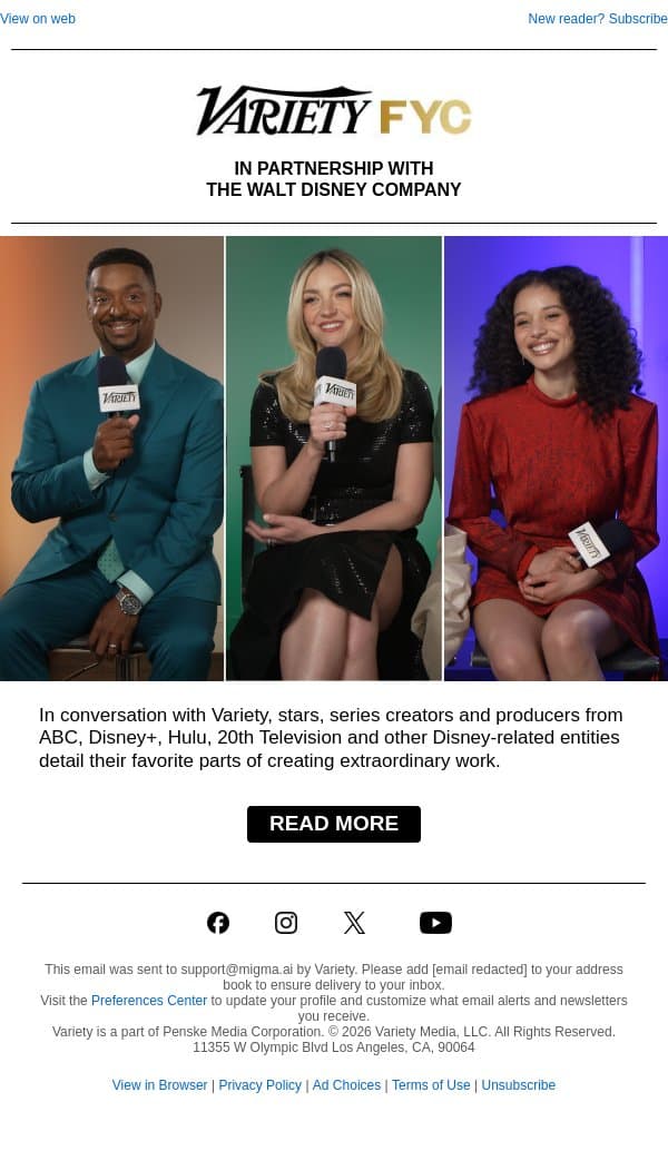Disney TV Casts and Creators Dissect Crafting Scene-Stealing Moments email from Variety screenshot