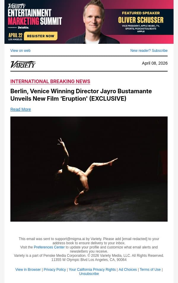 Berlin, Venice Winning Director Jayro Bustamante Unveils New Film ‘Eruption' (EXCLUSIVE) email from Variety screenshot