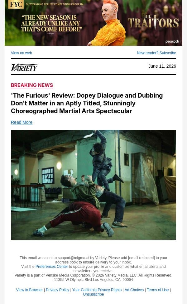 'The Furious' Review: Dopey Dialogue and Dubbing Don't Matter in an Aptly Titled, Stunningly Choreographed Martial Arts Spectacular email from Variety screenshot