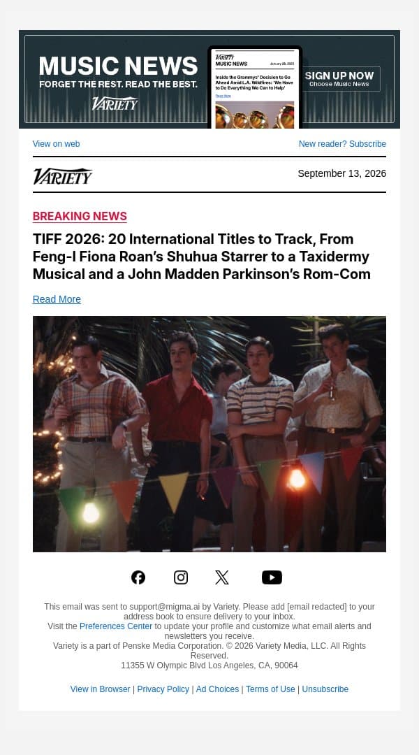 TIFF 2026: 20 International Titles to Track, From Feng-I Fiona Roan’s Shuhua Starrer to a Taxidermy Musical and a John Madden Parkinson’s Rom-Com email from Variety screenshot