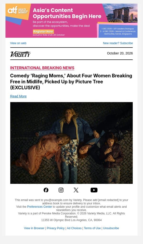 Comedy 'Raging Moms,' About Four Women Breaking Free in Midlife, Picked Up by Picture Tree (EXCLUSIVE) email from Variety screenshot