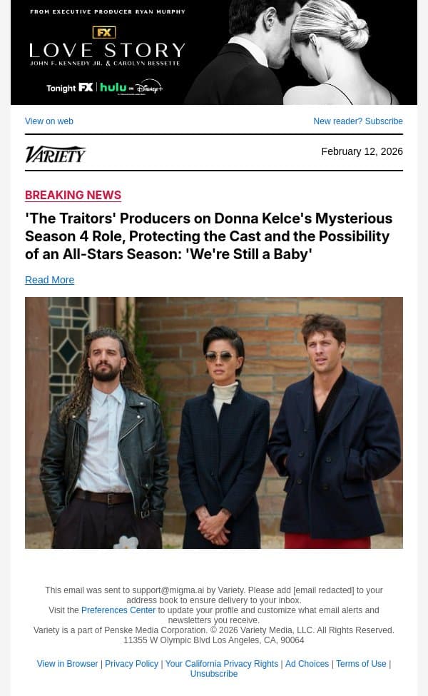 'The Traitors' Producers on Donna Kelce's Mysterious Season 4 Role, Protecting the Cast and the Possibility of an All-Stars Season: 'We're Still a Baby' email from Variety screenshot