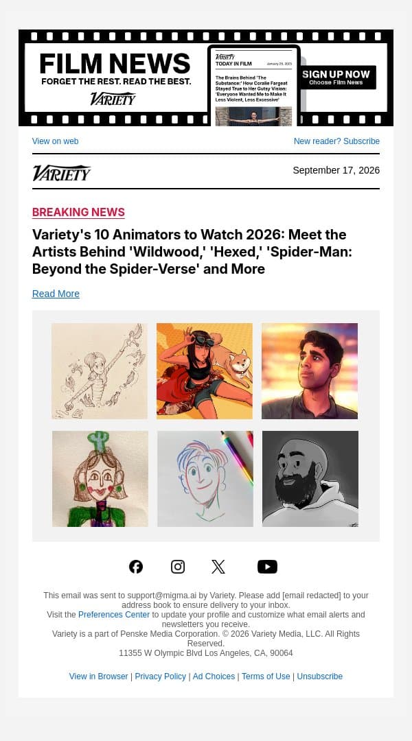 Variety's 10 Animators to Watch 2026: Meet the Artists Behind 'Wildwood,' 'Hexed,' 'Spider-Man: Beyond the Spider-Verse' and More email from Variety screenshot