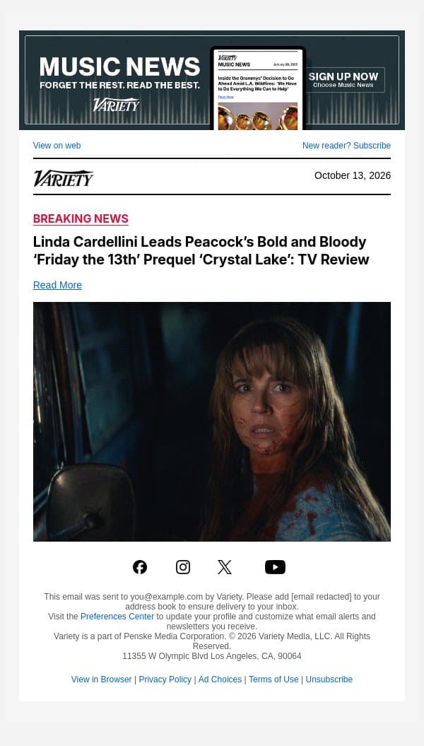 Linda Cardellini Leads Peacock’s Bold and Bloody ‘Friday the 13th’ Prequel ‘Crystal Lake’: TV Review email from Variety screenshot