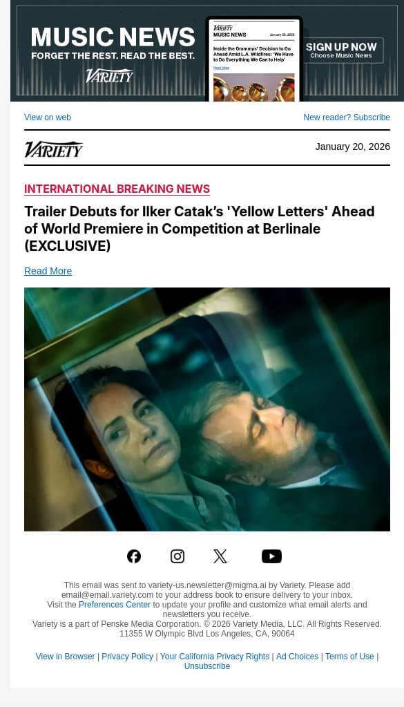Trailer Debuts for Ilker Catak’s 'Yellow Letters' Ahead of World Premiere in Competition at Berlinale (EXCLUSIVE) email from Variety screenshot