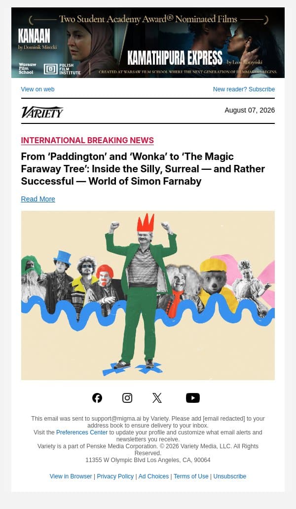 From ‘Paddington’ and ‘Wonka’ to ‘The Magic Faraway Tree’: Inside the Silly, Surreal — and Rather Successful — World of Simon Farnaby email from Variety screenshot
