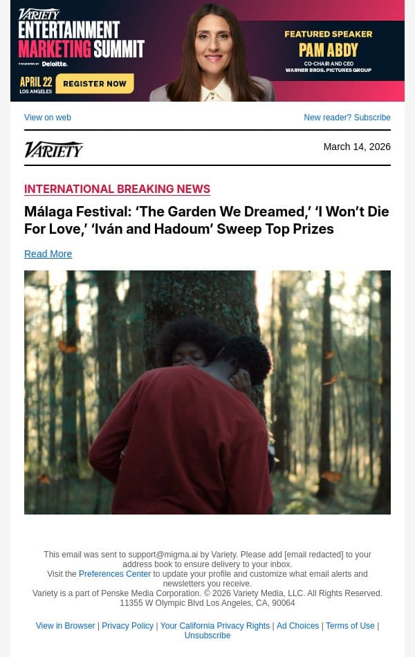 Málaga Festival: ‘The Garden We Dreamed,’ ‘I Won’t Die For Love,’ ‘Iván and Hadoum’ Sweep Top Prizes email from Variety screenshot