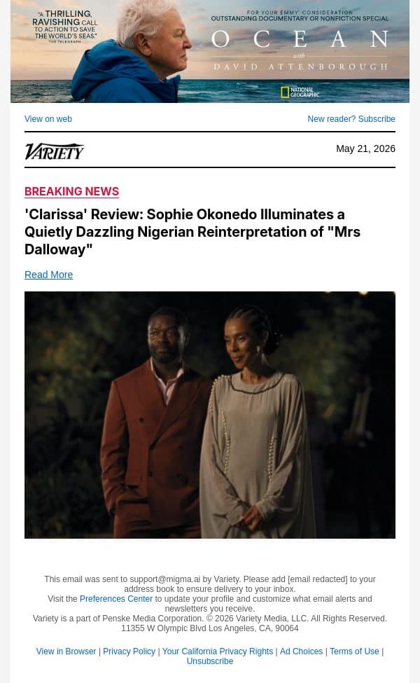 'Clarissa' Review: Sophie Okonedo Illuminates a Quietly Dazzling Nigerian Reinterpretation of "Mrs Dalloway" email from Variety screenshot