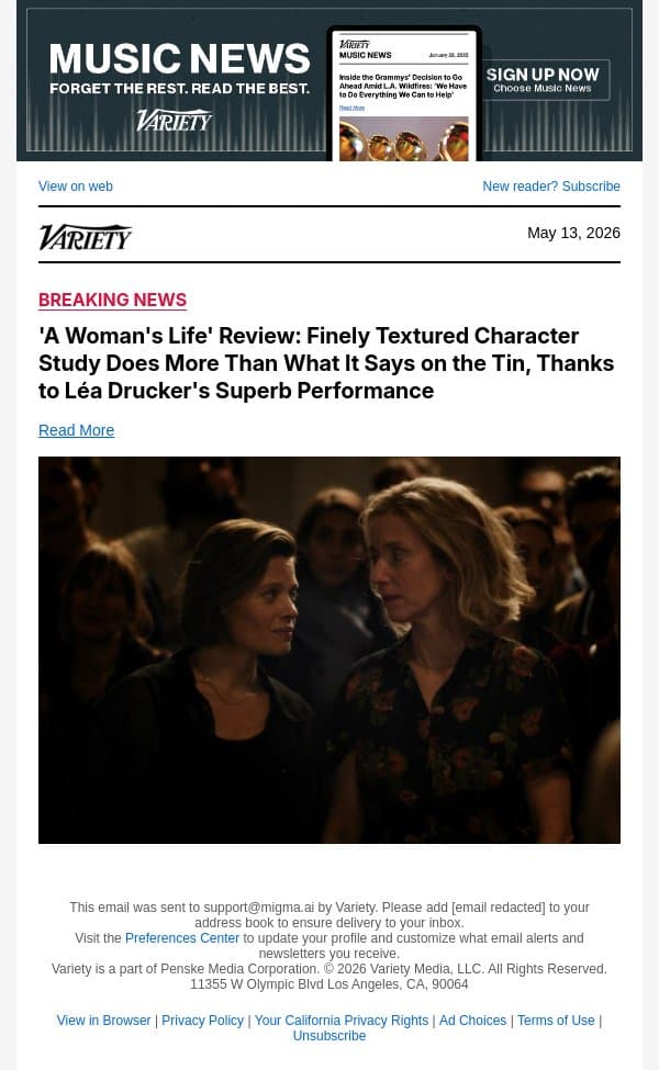 'A Woman's Life' Review: Finely Textured Character Study Does More Than What It Says on the Tin, Thanks to Léa Drucker's Superb Performance email from Variety screenshot