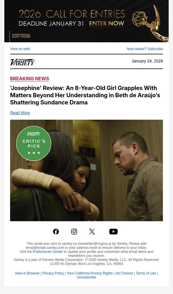 'Josephine' Review: An 8-Year-Old Girl Grapples With Matters Beyond Her Understanding in Beth de Araújo’s Shattering Sundance Drama email from Variety screenshot