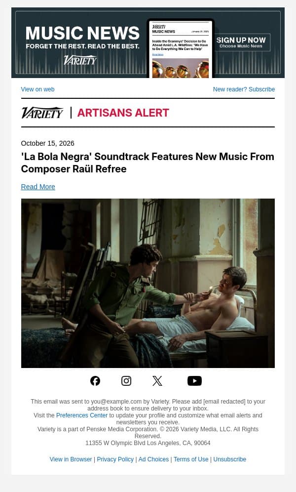 'La Bola Negra' Soundtrack Features New Music From Composer Raül Refree email from Variety screenshot